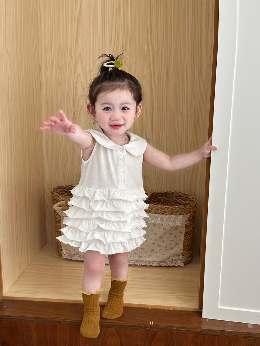 FADOBABY Girls Summer Dress New Baby Princess Doll Collar Cake Dress Children's Sleeveless Dress 19